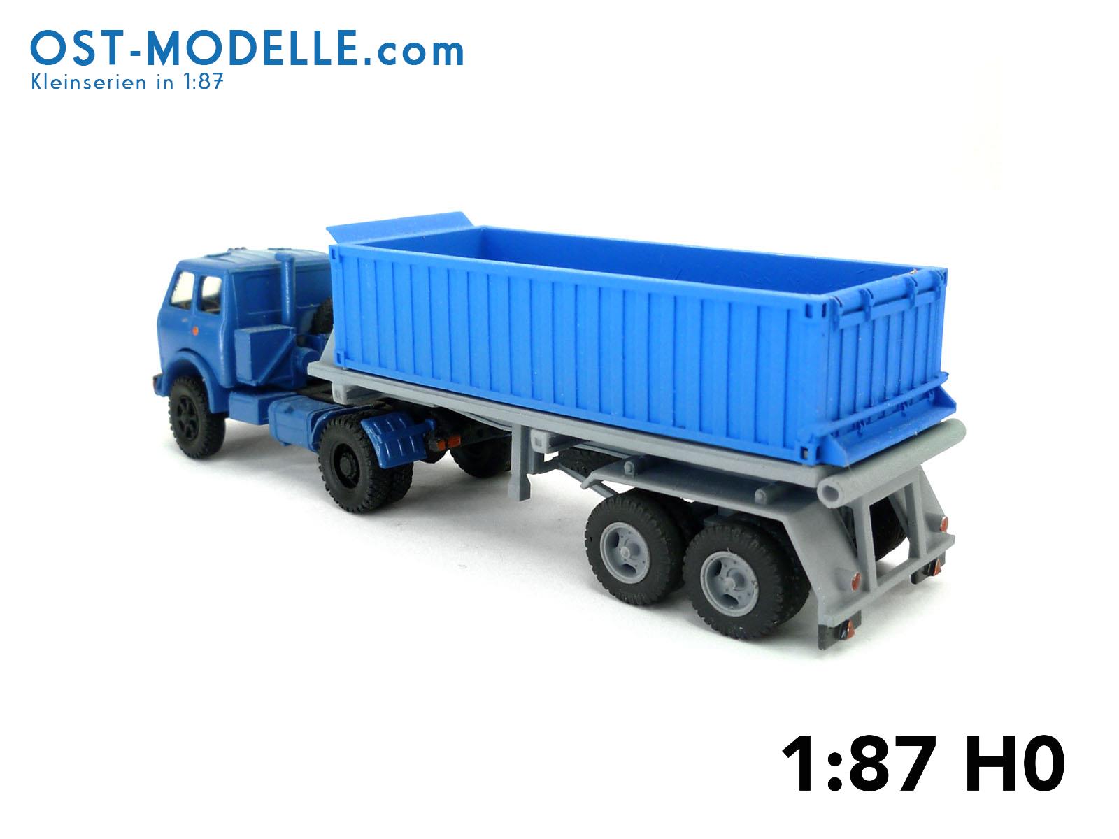 Set MAZ 500 Sattelzugmaschine Kippcontainer Sattelauflieger Basis ZREMB GNP20 grau blau SZM blau